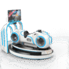 极速光轮透视图 A virtual reality simulator with a sleek white and blue design, featuring a large screen and comfortable headset for immersive gaming experiences.