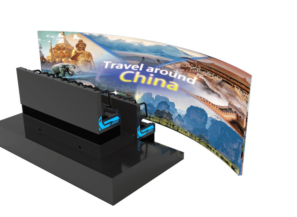 Explore the curved digital display showcasing travel destinations in China, featuring iconic landmarks and cultural sites, ideal for travel exhibitions and promotional events.
