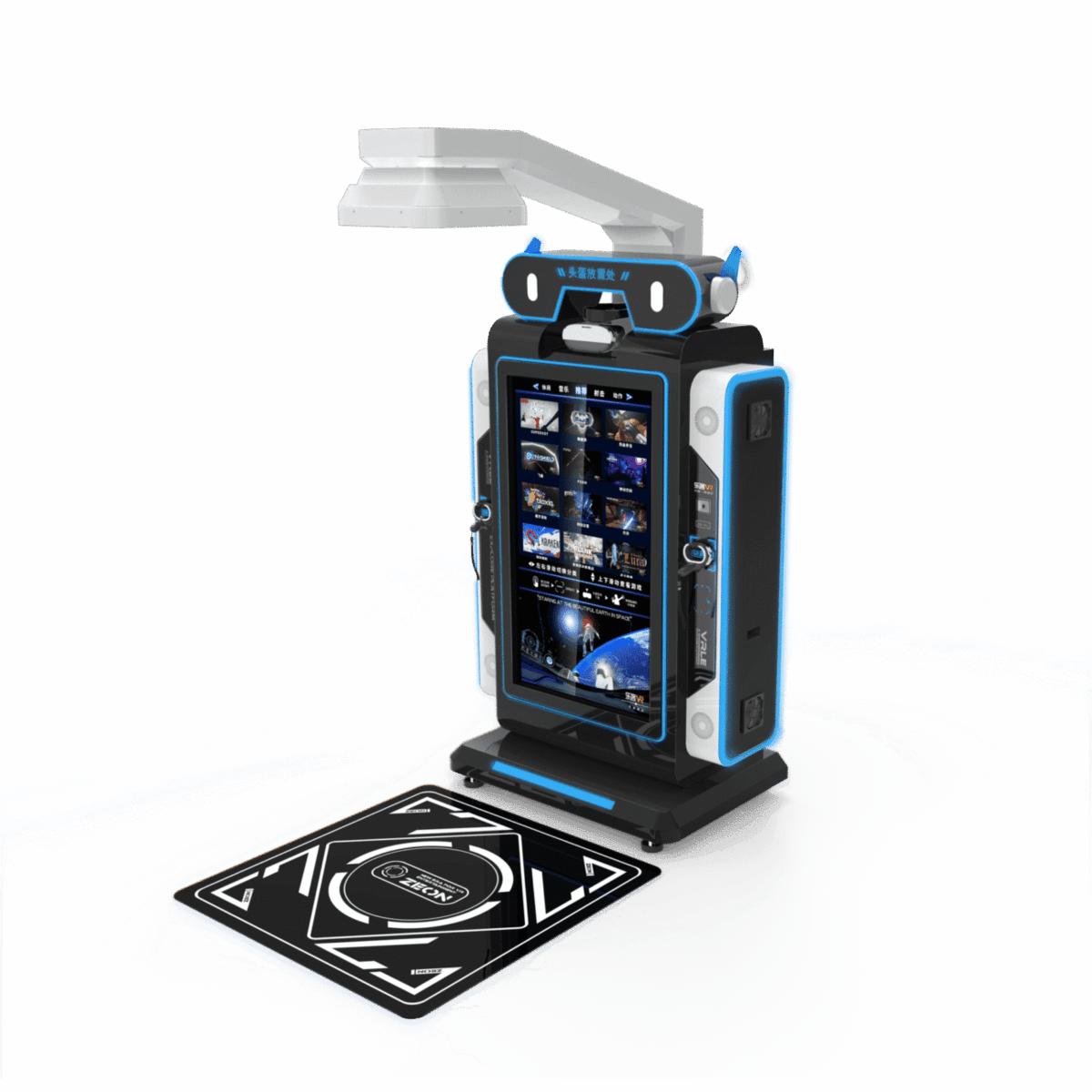 AI-powered robotic DJ booth with touchscreen interface, turntable, and lighting effects for entertainment events and parties.