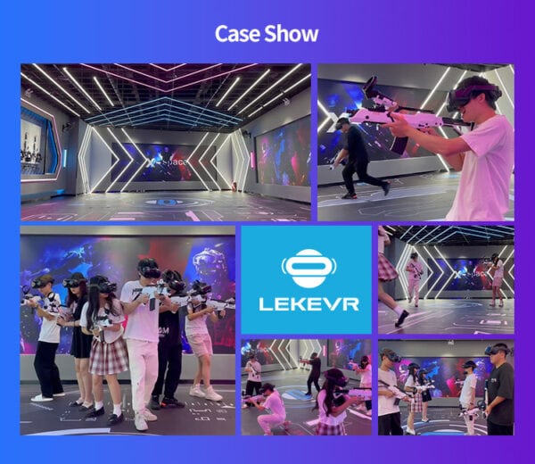 Immersive VR arcade with cutting-edge technology, vibrant LED lighting, and group gameplay options for all ages at Lekevr Export.