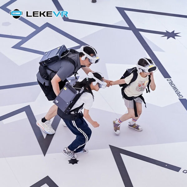 VR Playground. Children experiencing immersive virtual reality gaming with professional VR headsets at LekevrExport. Fun and engaging VR activities designed for kids in a safe environment.