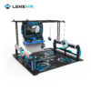 VR Gaming Stand. High-tech VR gaming setup with interactive screens, motion sensors, and multiple controllers, designed for immersive virtual reality experiences and entertainment. Perfect for gaming centers.