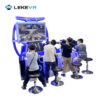 VR Gaming Station. An immersive VR gaming experience for kids and teens with multiple racing simulators and 4-player gaming setup, perfect for entertainment and arcade venues.