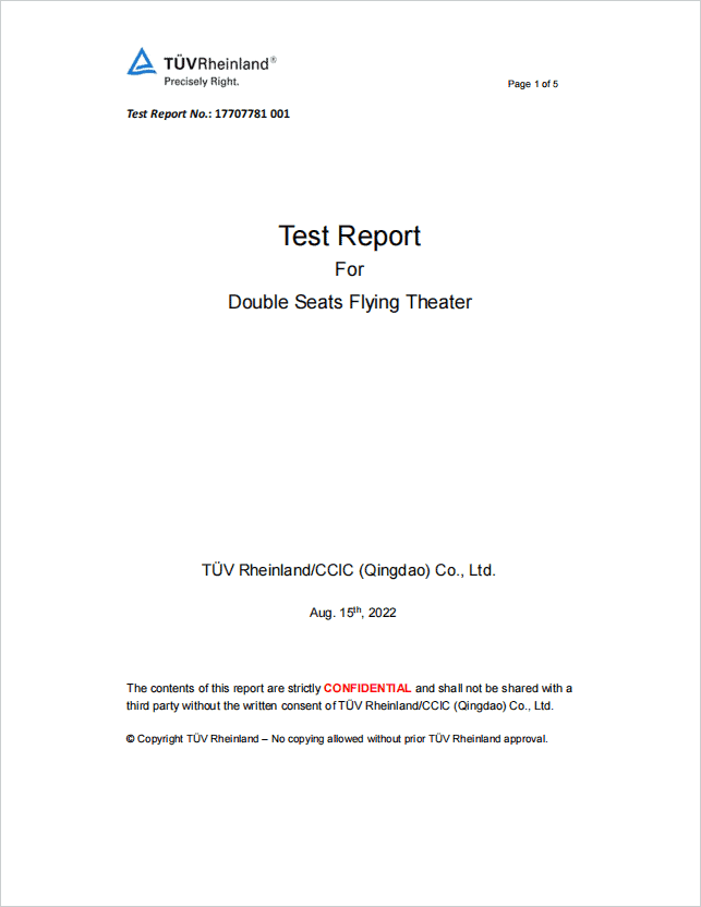 Home 70 TUV Rheinland Certification Report for Export Products.