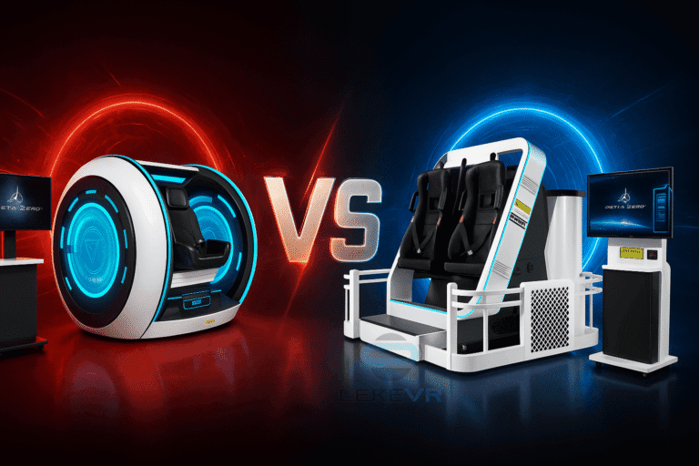 Comparison of advanced virtual reality simulators for immersive training and entertainment experiences, highlighting cutting-edge VR technology and ergonomic design.