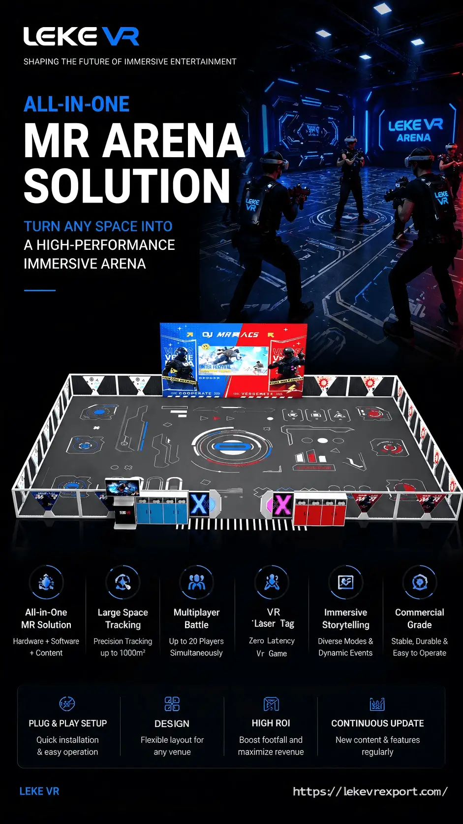 2026's Most Advanced MR Large Space Experience: Redefining VR Arena Game, Laser Tag & Immersive Entertainment 1 An immersive VR arena with advanced technology for high-performance multiplayer gaming experiences.