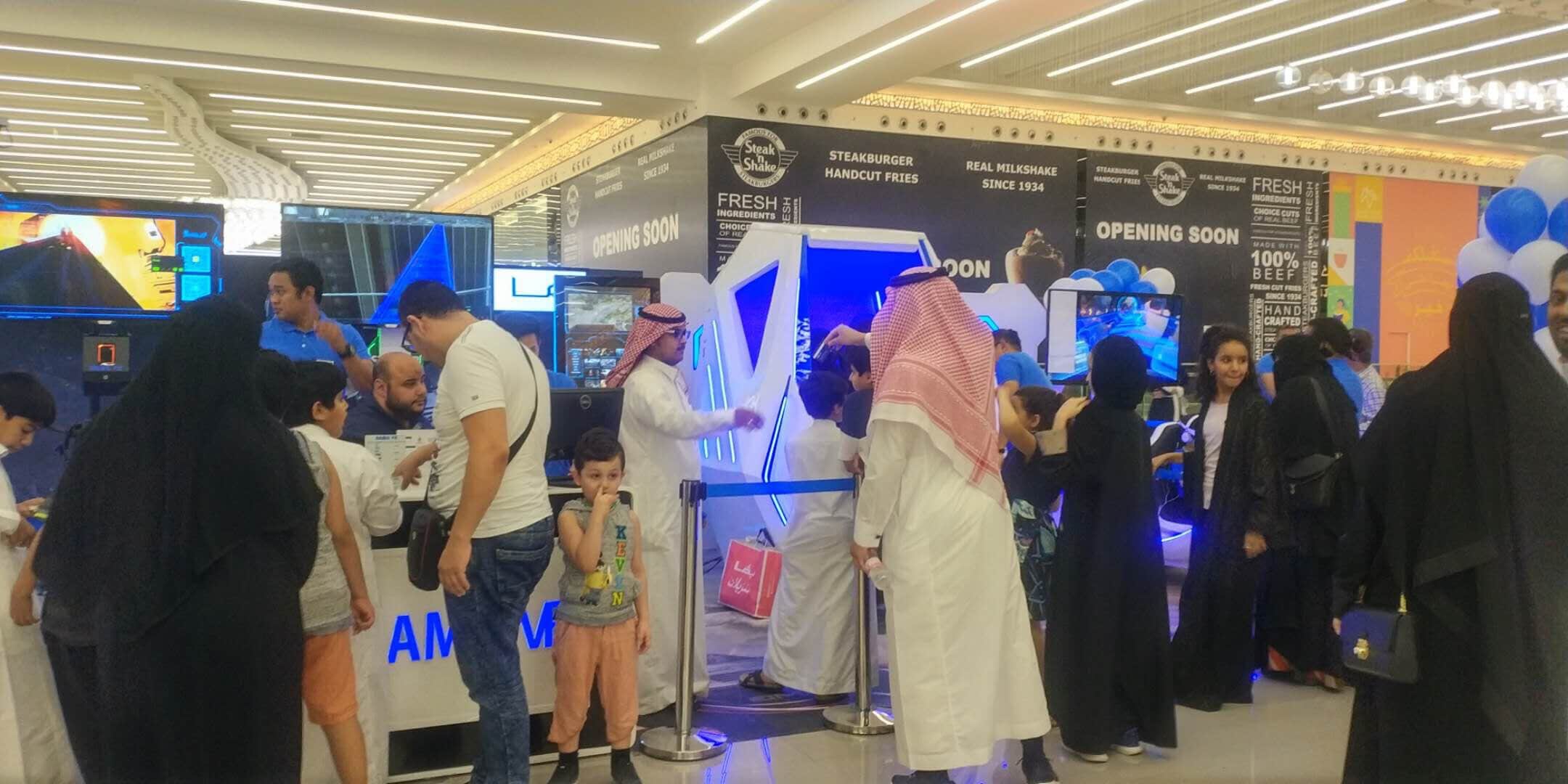 FEC VR center daily operation in Saudi Arabia — LEKE VR venue with guests and equipment in use