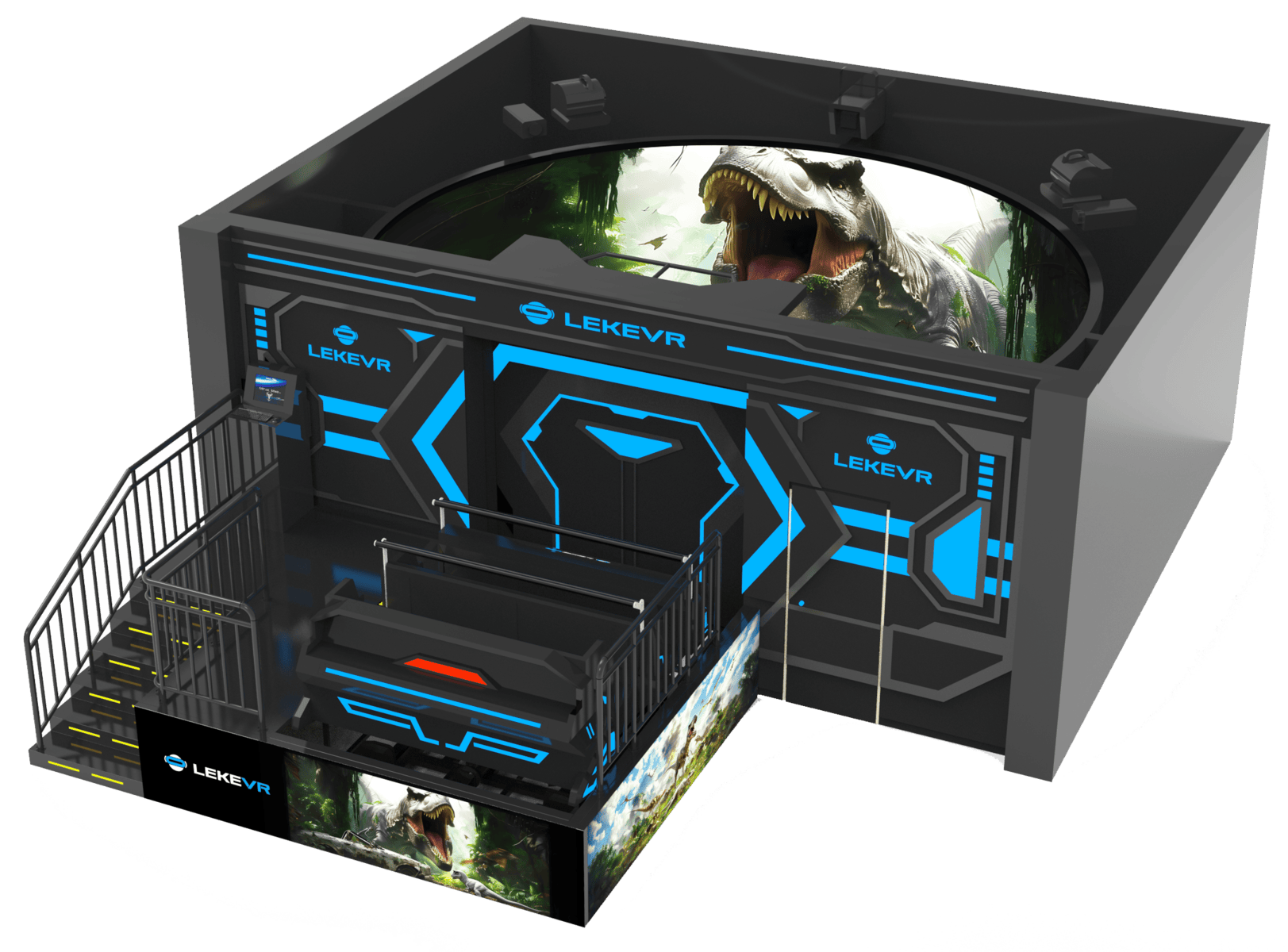 LEKE VR motion track cinema platform system with motion base and track assembly
