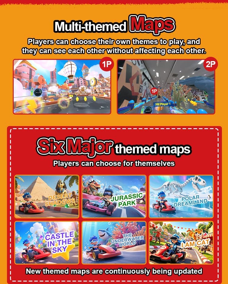 Mixed Reality VR Go Kart Theme Selection Interface with 6 Maps mixed reality vr go kart theme selection interface with 6 maps